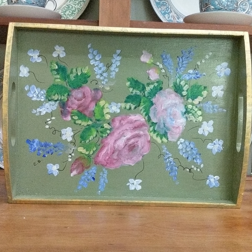 Vintage Hand-painted Serving Tray
